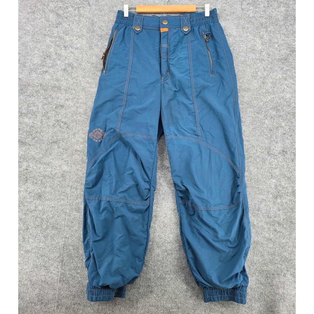 Vintage Roffe Ski Pants Teal Blue High Waisted Embroidered Retro Snow Trousers